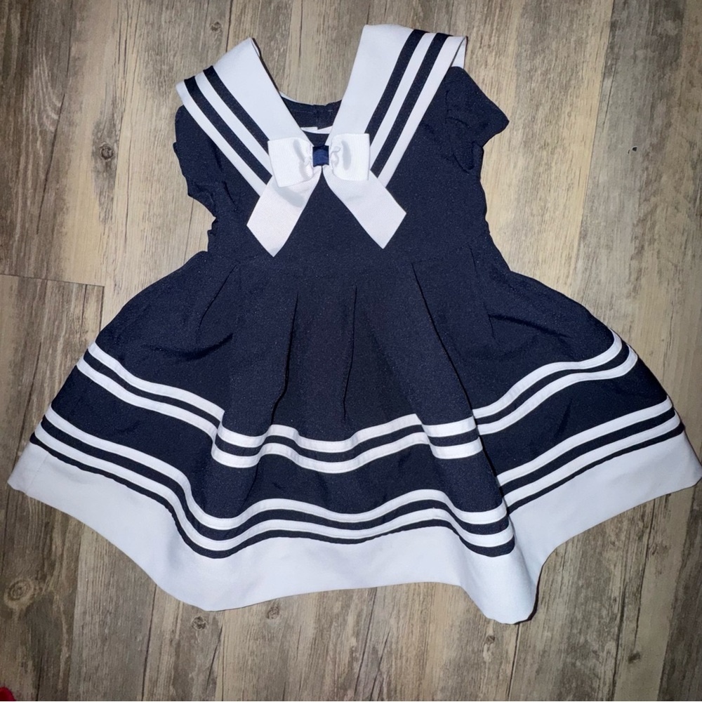 Bonnie Jean Classic Navy and White Kids Dress - Picture 3 of 10